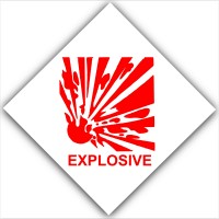 6 x Explosive - Red on White,External Self Adhesive Warning Stickers-Explosives Health and Safety Sign 